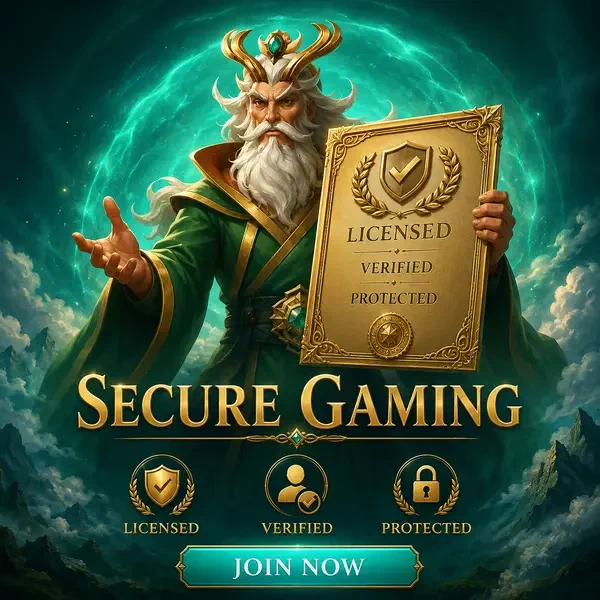 Älterer Weiser präsentiert lizenziertes Zertifikat bei BetOnRed Casino für sicheres Spielen