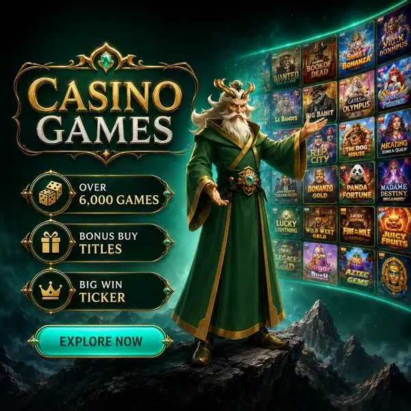 Älterer Weiser präsentiert vielfältige Casino-Spiele-Sammlung bei BetOnRed Mosaik-Wand-Display